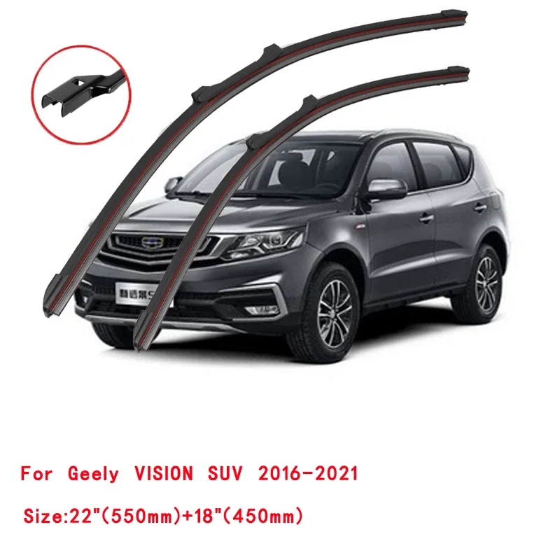 

For Geely VISION FC3 SUV 2016 2017 2018 2019 2020 2021 2022 Car Front Window Brushes Red Double Rubber Windshield Wiper Blades