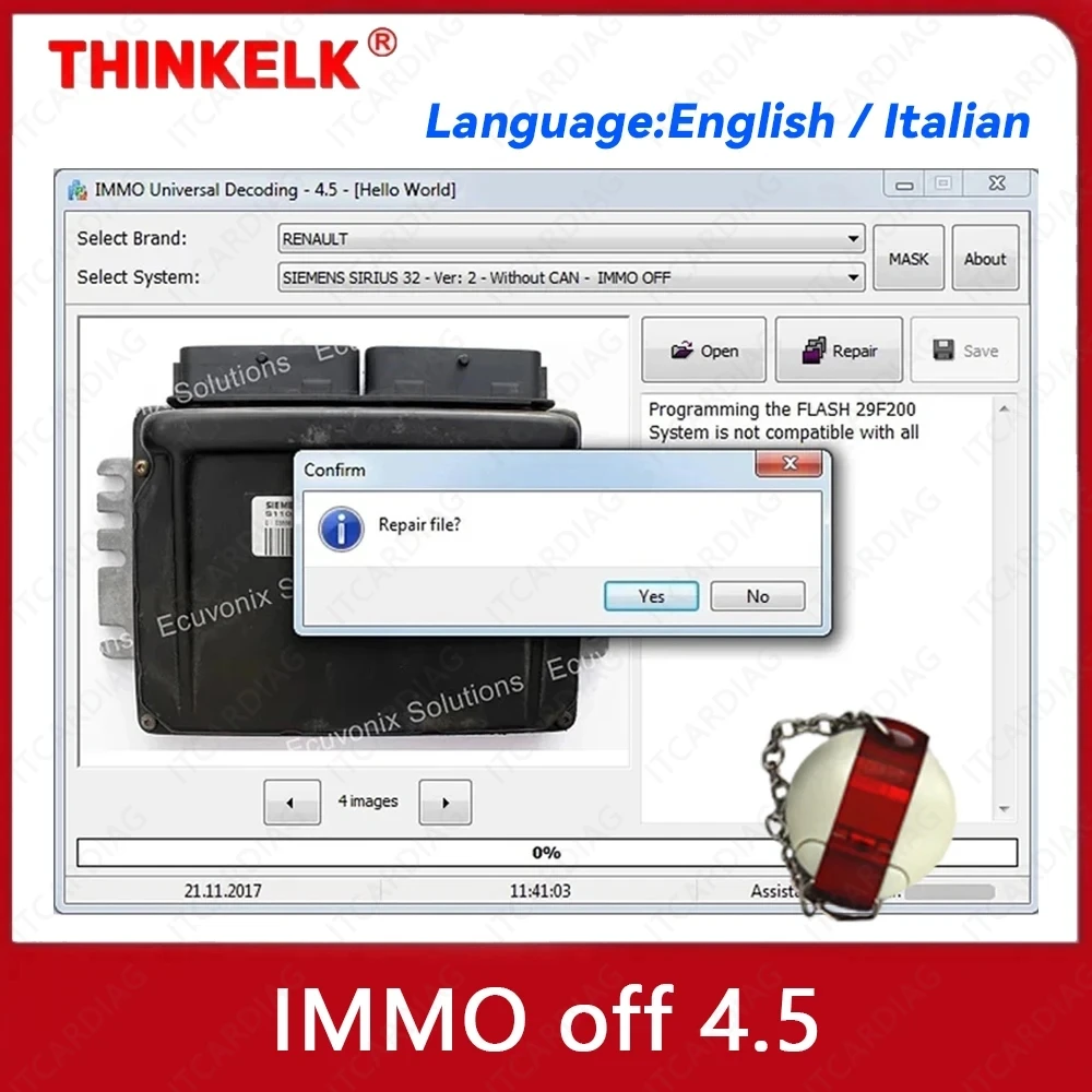 IMMO Universal Decoding 4.5 With Dongle EDC17/MED17/MEV17 EEPROM Checksum Calculator IMMO off Software Remove IMMO Code of ECU