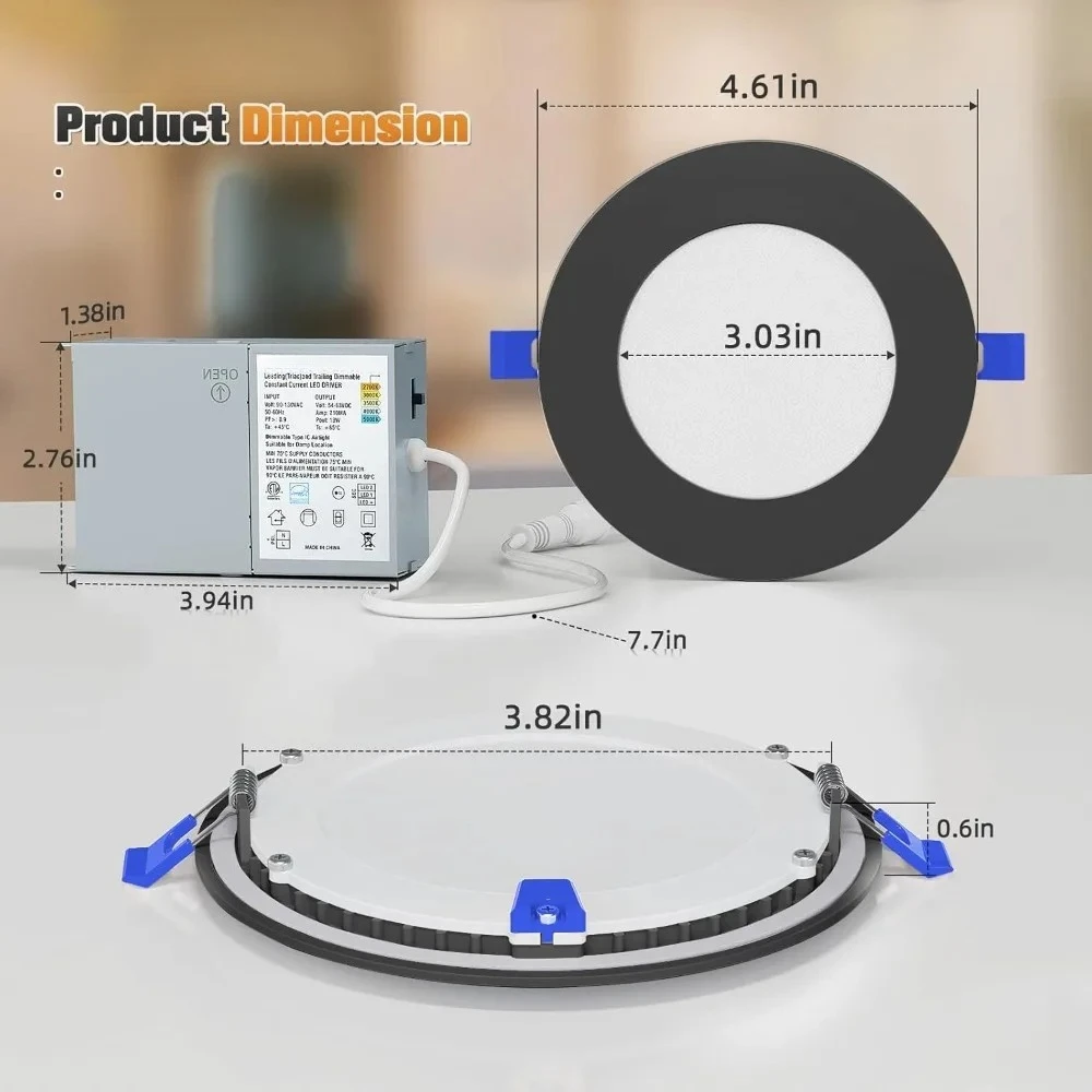 Store Best-Sellers 4 Inch Recessed Lighting 24 Pack Dimmable Canless Wafer LED Downlight 2700K-5000K 5CCT Selectable 810LM 9.5W