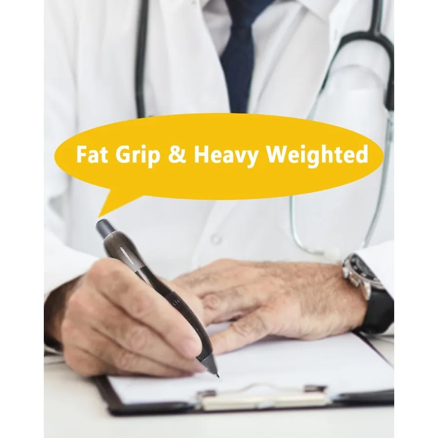 𝟯 𝗼𝘇 Fat 𝐇𝐞𝐚𝐯𝐲 𝐖𝐞𝐢𝐠𝐡𝐭𝐞𝐝 Pens for Arthritis Hands Parkinson's Carpal Tunnel Hand Tremors Wide Grip Thick Barrel