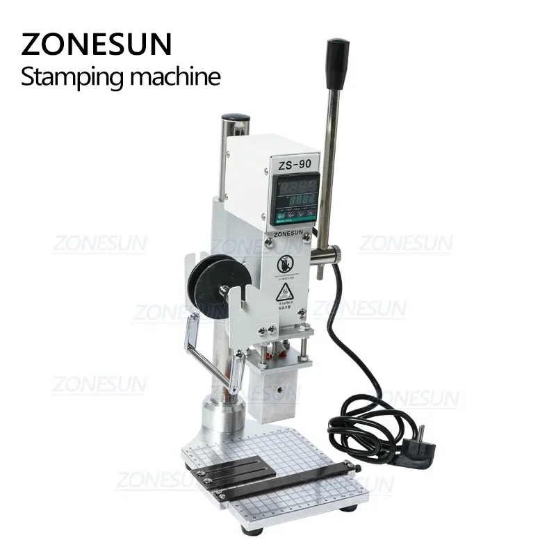ZONESUN Manual LOGO Leather Paper PVC DIY Shoe Hot Foil Stamping Bronzing Embossing Machine Heat Press Machine