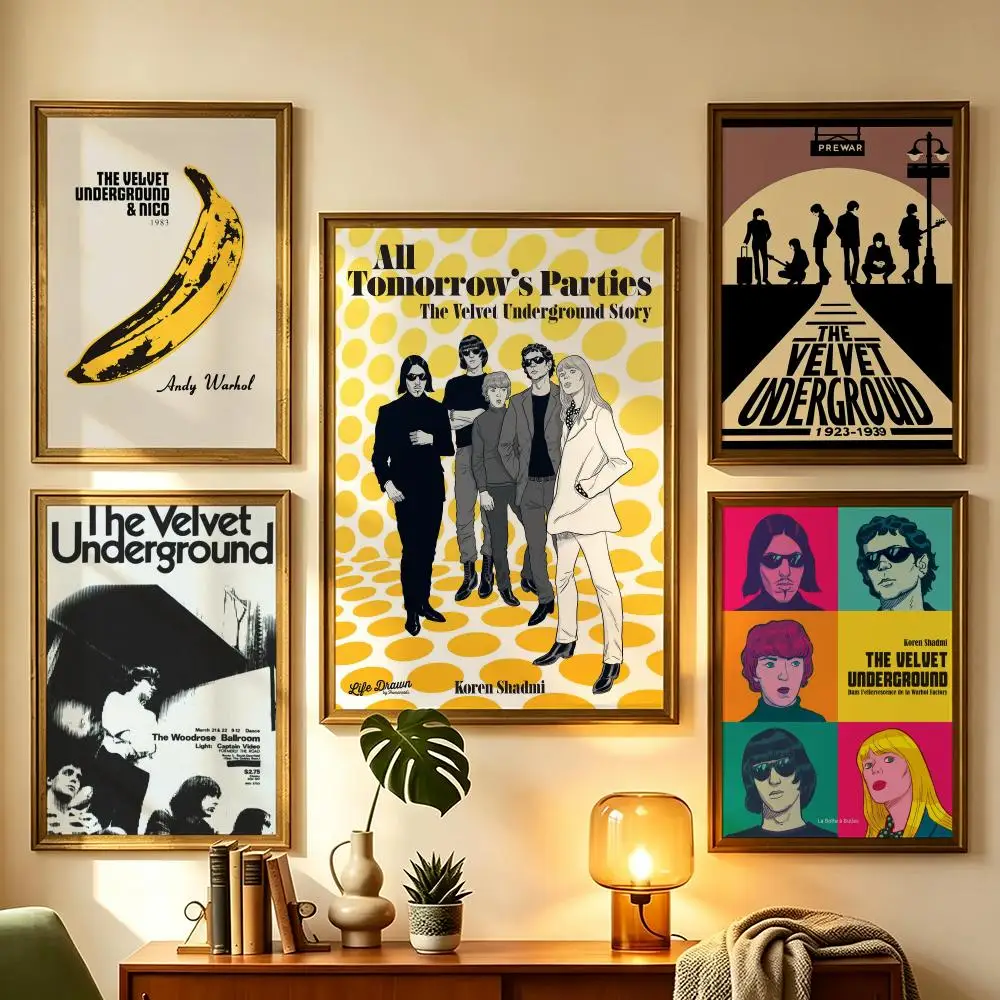 The Velvet Underground Vintage Rock Band Self-Adhesive Poster Waterproof Removable HD Print for Home Office Decor Poster