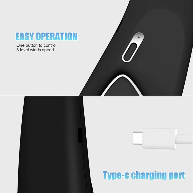 مروحة رقبة شخصية محمولة بلا شفرات ، مراوح بدون استخدام اليدين ، قابلة لإعادة الشحن ، تبريد ° ، الصيف ، رياضة خارجية ، ومناسب ، 3 سرعات