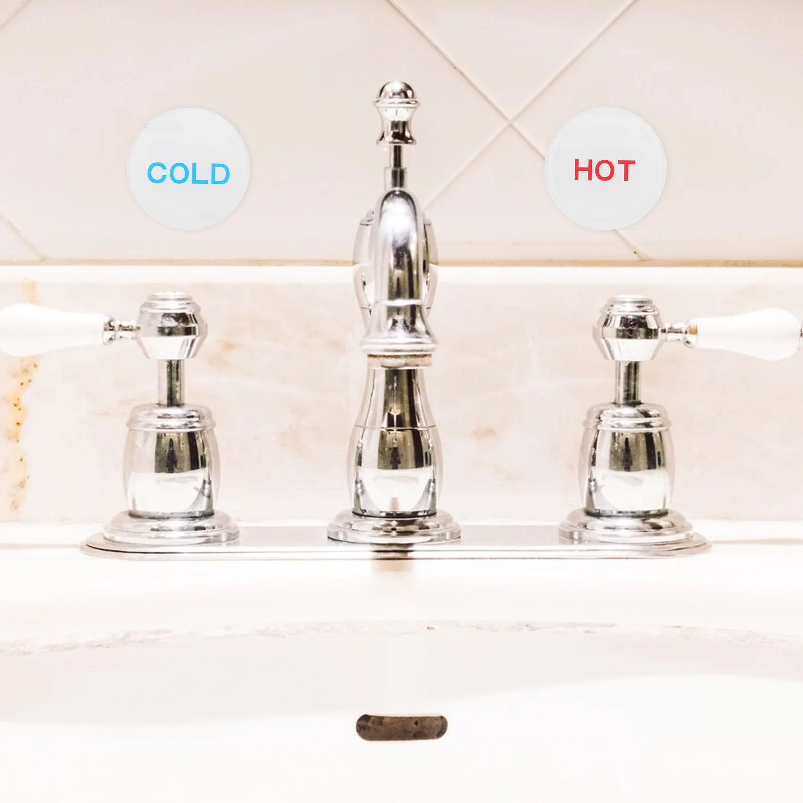 10pcs Acrylic Water Faucet Indicator Signs Hot Cold Labels For Hotel Bathroom Shower Sinks Stickers Safety Decals No Tools
