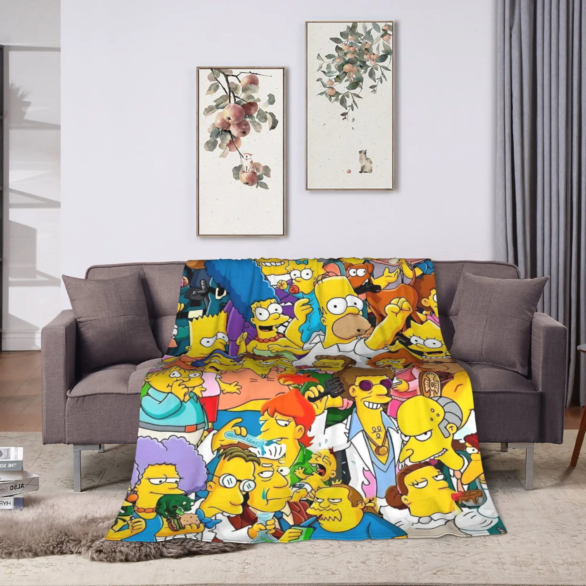 The Simpsons Cartoon  Blanket  Warm Novelty Plush Throw Blanket For Outdoor Decorative Flannel Bedspread Bed Cover