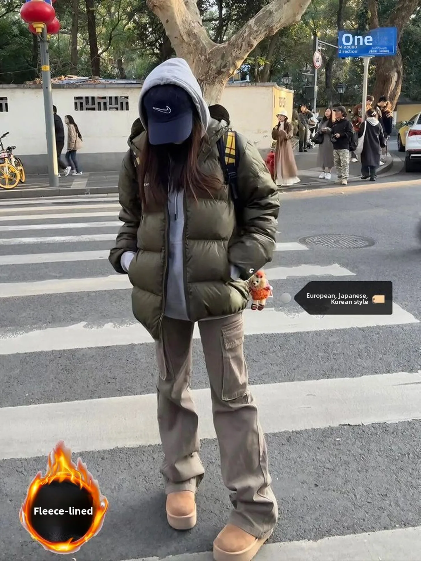 

Loose Fit Retro Military Green down Cotton Jacket Women Summer Cotton Coat Thin Bread Style Coat Trendy Hooded Outerwear