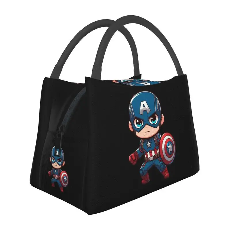 

Изолированная сумка для обеда Captain America Comics для кемпинга, путешествий, супергероя, герметичный холодильник, термобокс для завтрака для женщин