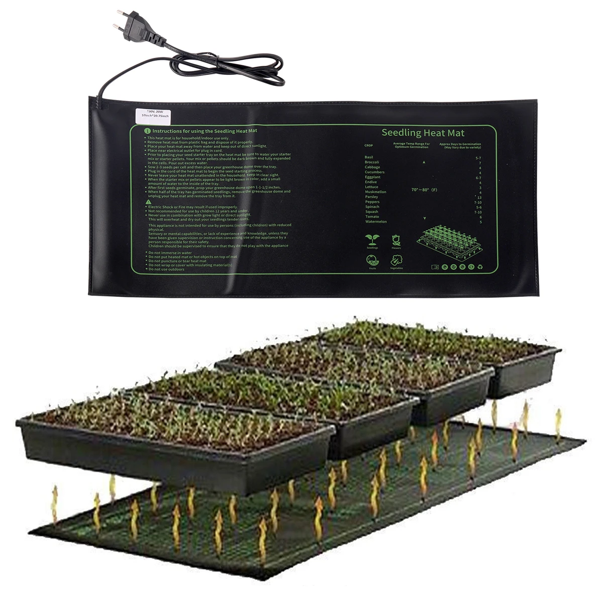 20 واط الشتلات لوحة التدفئة 230 فولت حديقة الدفيئة النبات زهرة الخضار الشتلات زراعة الحرارة حصيرة خزان الأسماك إبقاء لوحة الاحترار #6