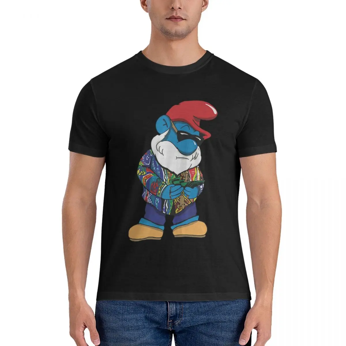 Call Me Big Poppa Smurf Men T-Shirt Funny Plus Size T Shirts Men's Crew Neck Cotton Tees Short Summer Male