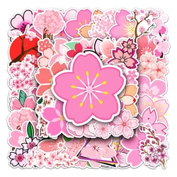 50pcs Cherry Blossom Sakura Stickers For Laptop Scrapbook Ipad Stationery Scrapbooking Material Pink Sticker Craft Supplies