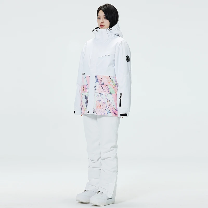 أطقم بدلات الثلج الشتوية للسيدات، ملابس التزلج على الجليد، زي التزلج، مقاومة للماء 10 قيراط، سترات معطف الثلج، سراويل بحزام #2