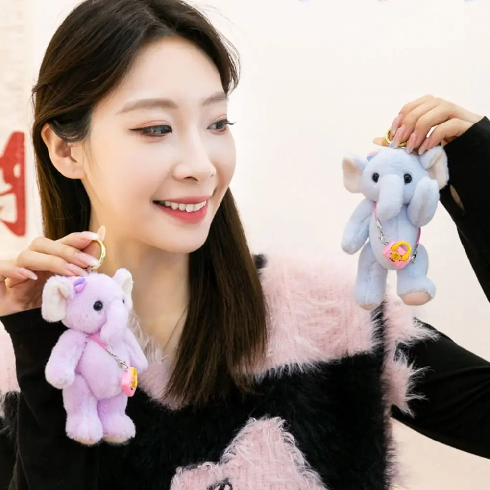 Cartoon Elephant Backpack Pendant With shoulder bag Lovely Elephant Plush Toy 15cm Anti-lost Elephant Plush KeyChain