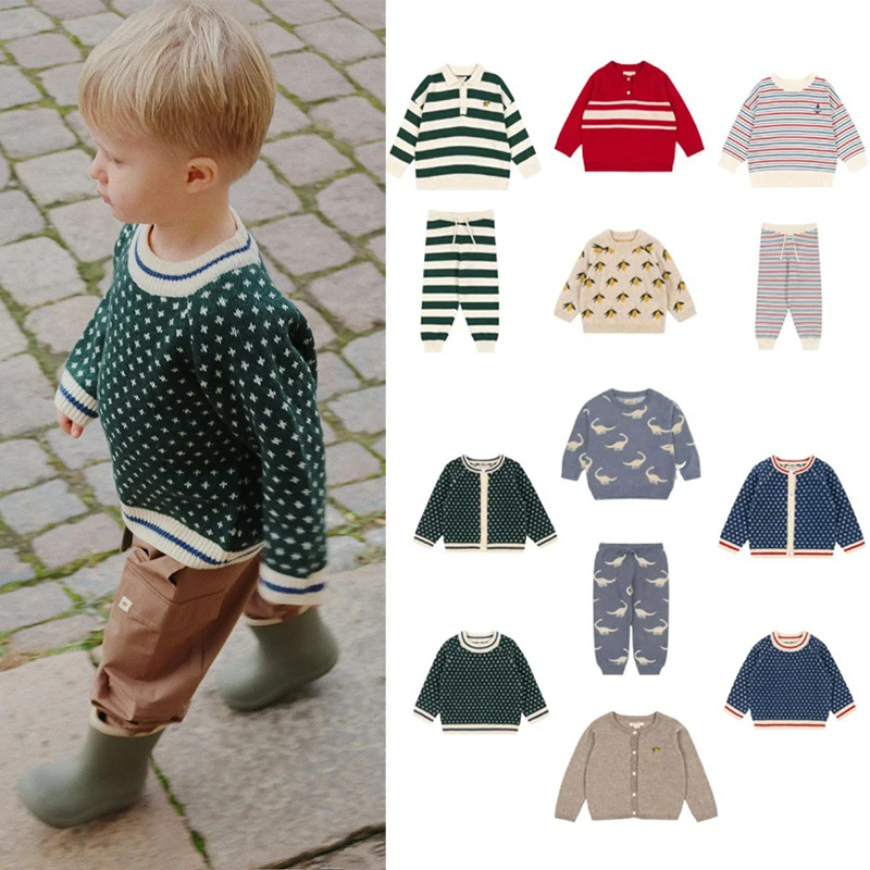 

Детский свитер 25 Осень-зима KS Новый стиль Вязаный свитер для мальчика Вязаный кардиган для мальчика Комплект для детского сада 【В наличии】