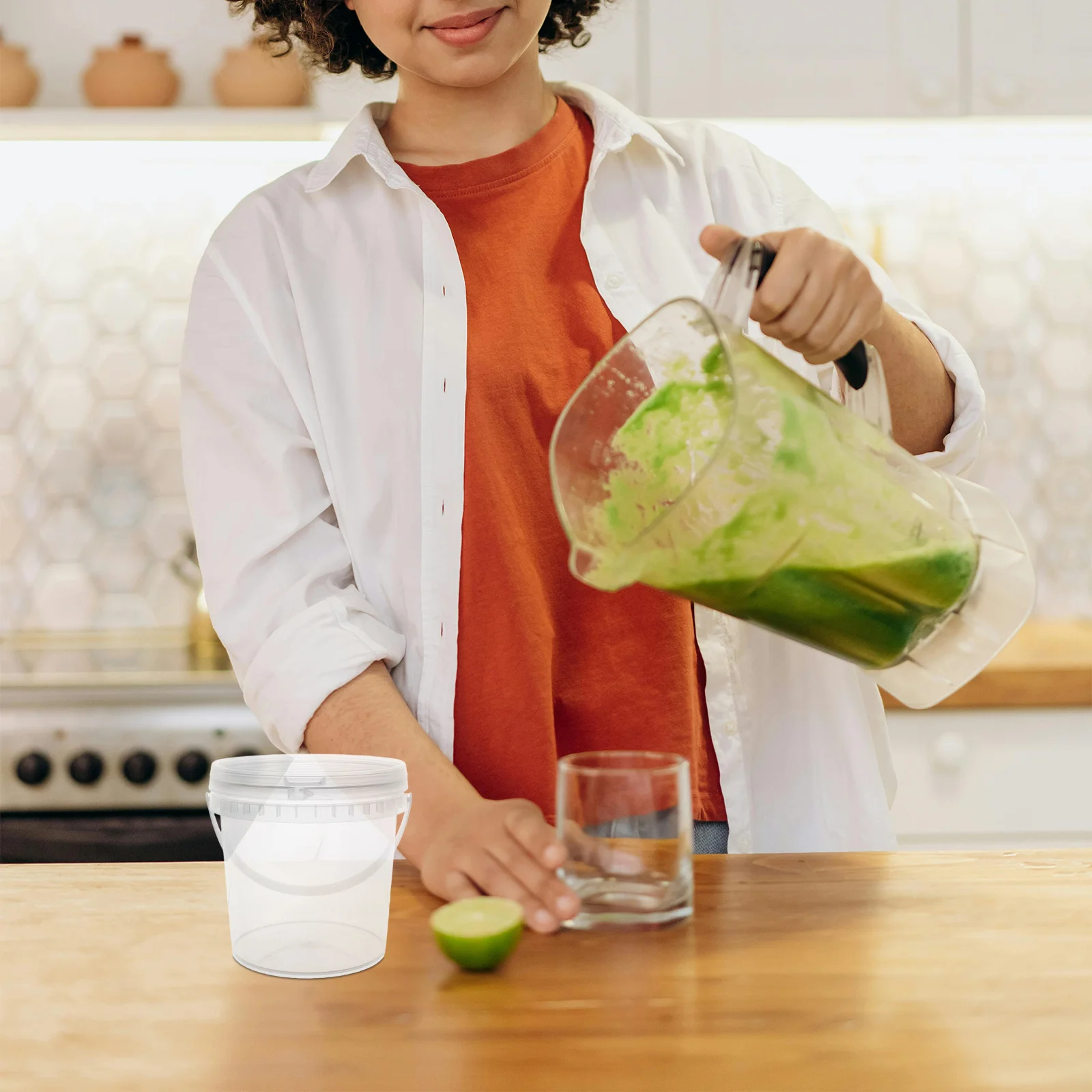 

3pcs Ice Cream Bucket Transparent Premium Sealing Lid Freezing Jam Storage Container Handle Leakproof Non-Stick Interior