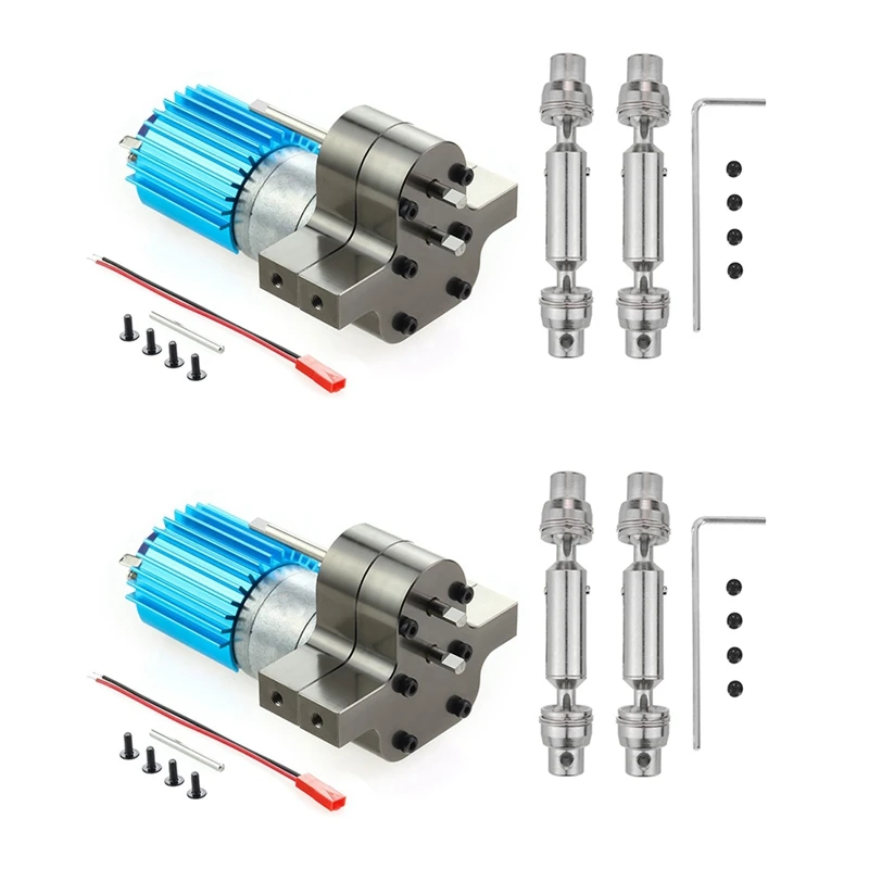 

2X Metal Transmission Gearbox 370 Motor With Drive Shaft Upgrade Accessories For WPL C14 C24 B24 B36 MN D90 MN99S TI