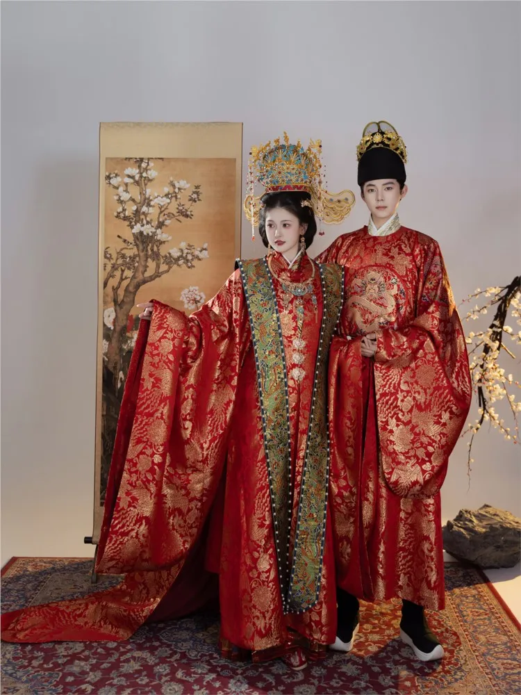 

Hanfu trailing big sleeve unlined upper garment skirt take new female bridal gowns get married