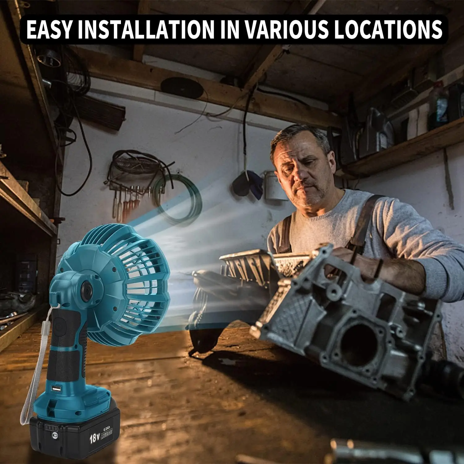 Imagem -05 - Ventilador sem Fio com Luz Led Ventilador de Mesa de Velocidades para Makita Portátil Camping Job Site Bl1830 Bl1850 Bl1840 14.4v18v Bateria