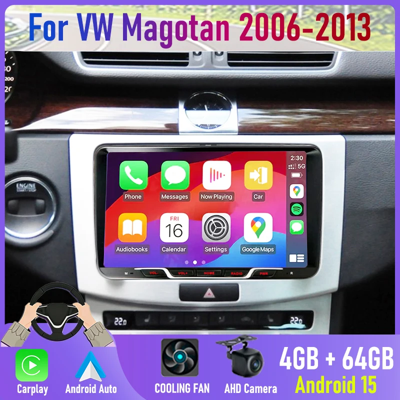 

9'' For VW Magotan 2006-2013 Car Radio Carplay BT Car Accessories Android 15 Auto GPS Navi Reversing Image Stereo Google Map