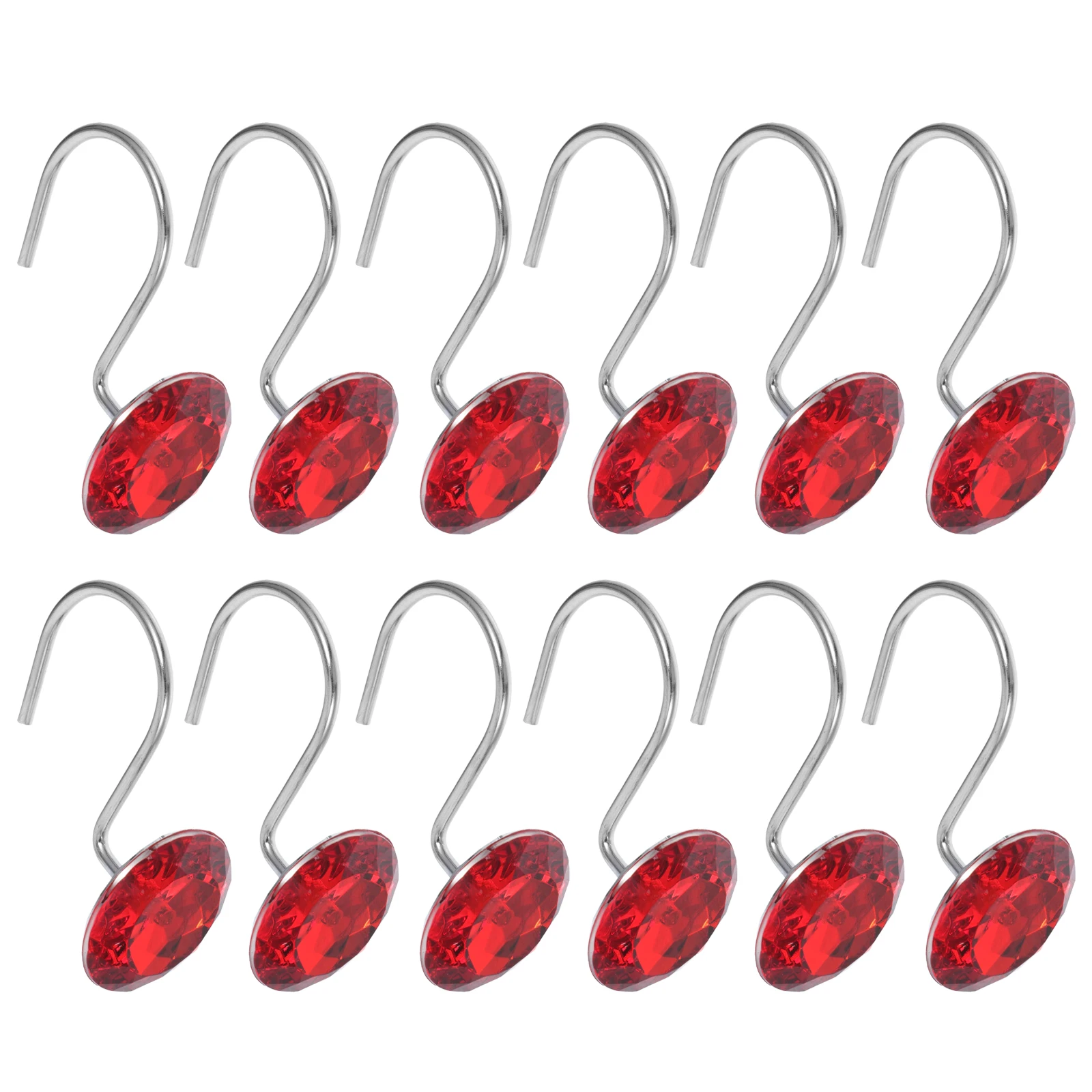 

12pcs Crystal Shower Curtain Hooks Decorative Bathroom Hooks Strong Load Capacity Flexible Safe Design No Burrs For