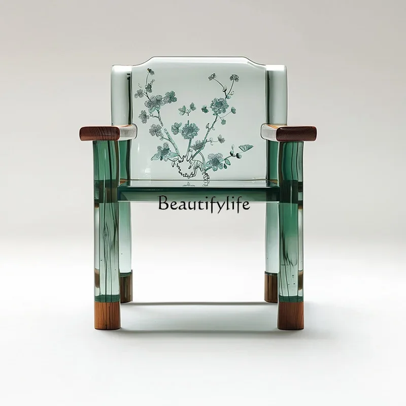 

FG52Chinese style new Chinese chair transparent resin tea table official hat armrest Taishi chair art