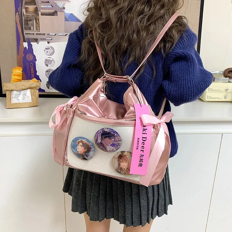 Large Capacity Cute Ulzzang Ita Bag Harajuku PU Transparent Shoulder Bag for Girls JK Uniform Student Handle Bag
