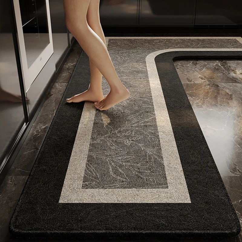 Kitchen Floor Mat Waterproof Non-slip Wear-resistant Carpet L-shaped Minimalist Geometric Lines Mats Home Decoration Rug 주방 카펫