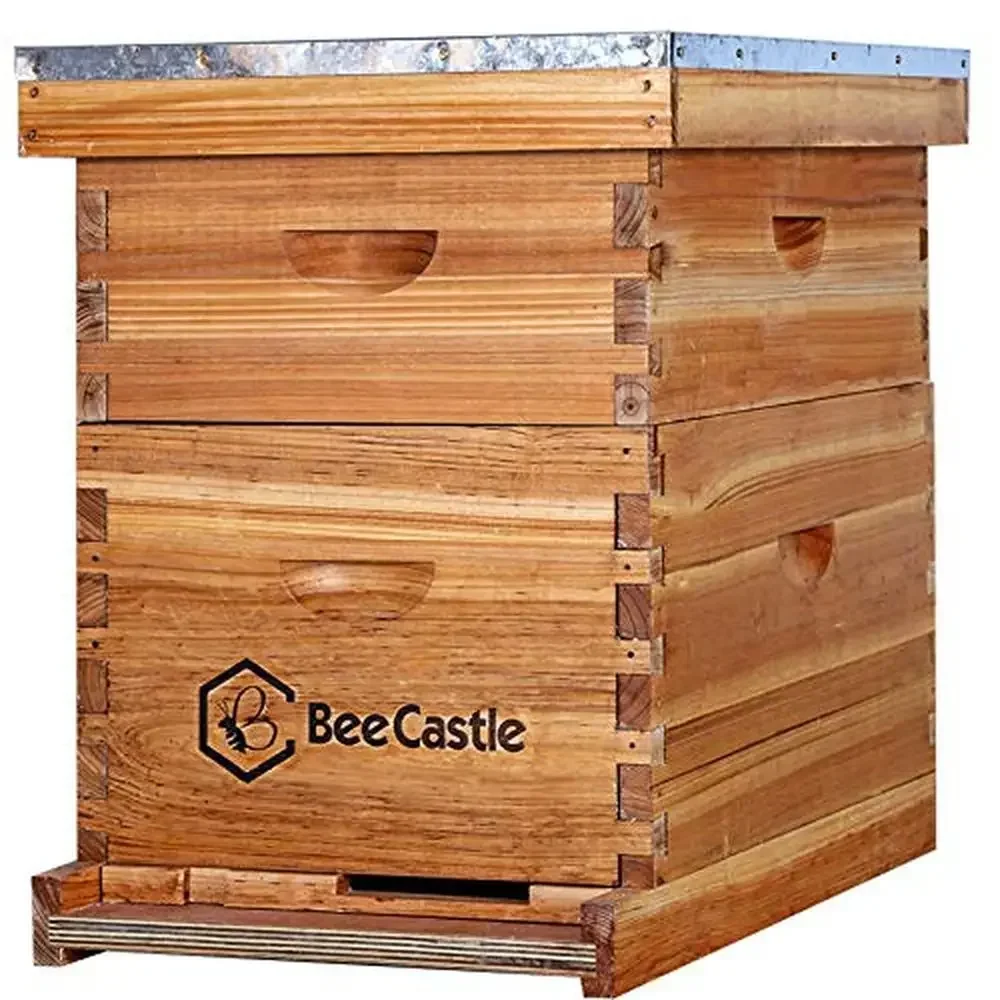 

10-Frame Beehive Kit with Beeswax Coated Frames and Foundation Sheet Durable Cedarwood Construction Easy Assembly and Superior