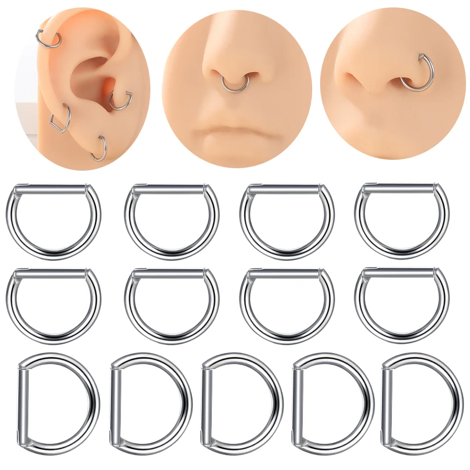 1/10 szt. Tytanowy Piercing przegrody 10mm 12mm Segment pierścienie nosowe obręcz Tragus Helix Piercing kolczyki biżuteria do ciała