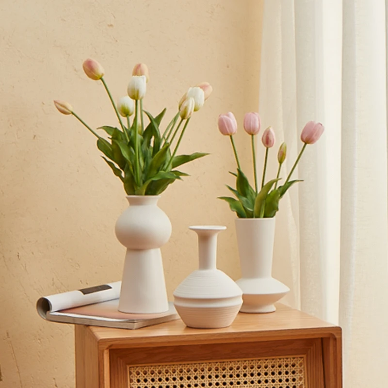 

QJJ Tulip Artificial Flower Plant Decoration Home Artificial Flower Furnishings Nordic Japanese Style Fake Green Plant