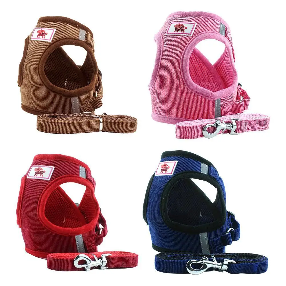 Cat Dog Harness With Lead Leash Adjustable Vest Polyester Mesh Breathable Harnesses Reflective Sti For Small Dog Cat Accessories