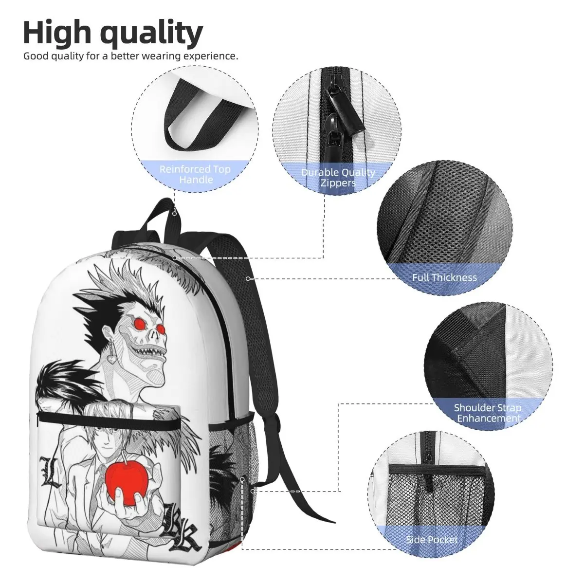 Death Book Death Note Anime Backpack Daypack Large Capacity Kids BookBag School Bag Shoulder Bags for Men Women