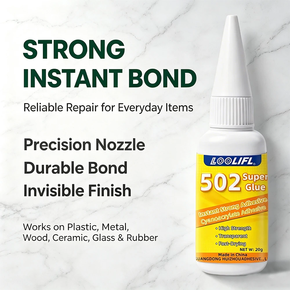 502  Super Glue Instant Strong Cyanoacrylate Adhesive Fast Drying Clear Repair Glue for Plastic Metal Wood Ceramic Glass Rubber