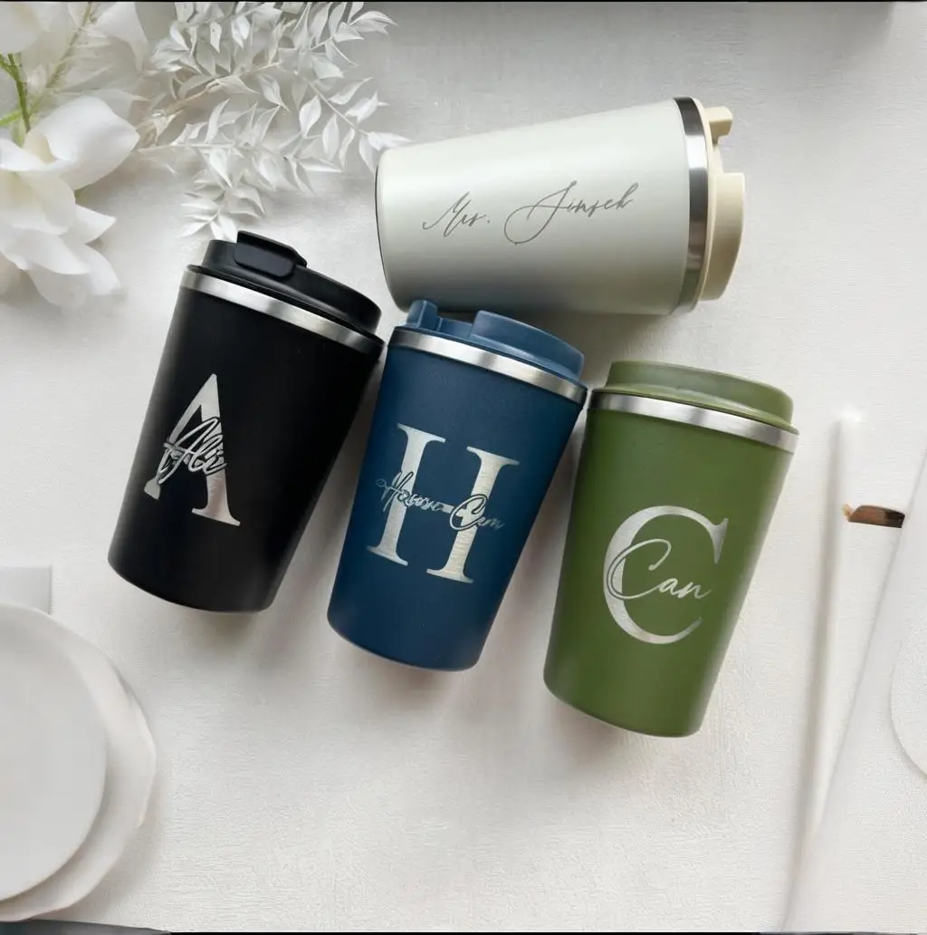 Custom Engraved Thermos Mug Personalized Insulated Travel Cup with Name Double Wall Stainless Steel Gift Mug for CoffeeTea