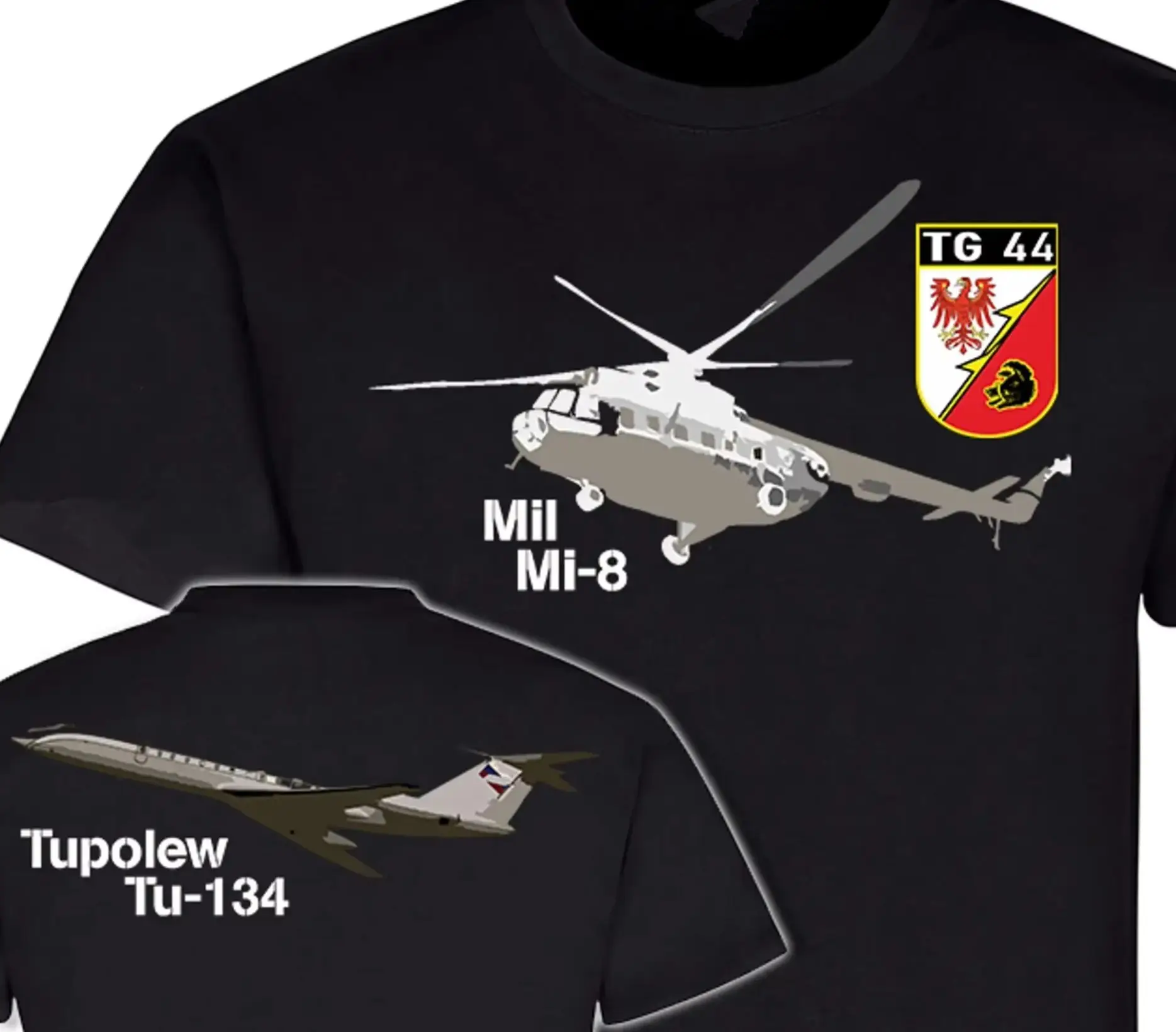 TG 44 Tu 134 Mi 8 Crest Badge Aircraft Unit Transport Мужская футболка с коротким рукавом Повседневная хлопковая летняя футболка с круглым вырезом TG 44 Tu 134 Mi 8 Crest Badge Aircraft Unit Transport Мужская футболка с коротким рукавом Повседневная хлопковая летняя футболка с круглым вырезом