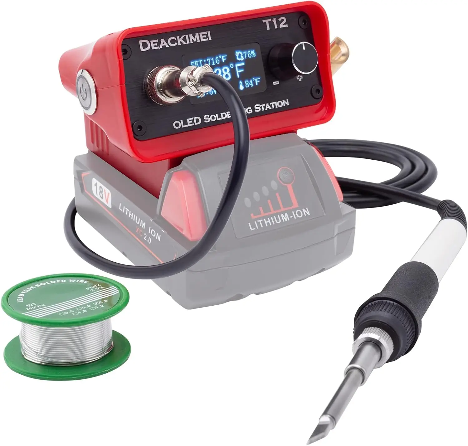 

Cordless Soldering Station for Milwaukee 18V Battery with OLED Display and Adjustable Temperature