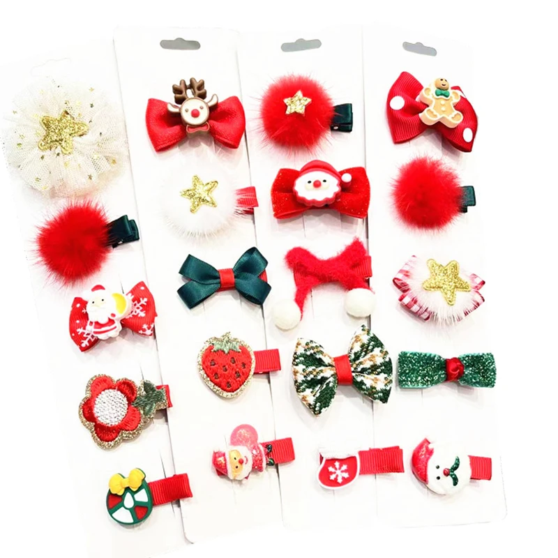 5pcs Small Dog Bows Fashion Cute Pet Dog Ribbon Bow Christmas Pet Supplies Dog Hair Clip Small Dog Cat Hair Accessories