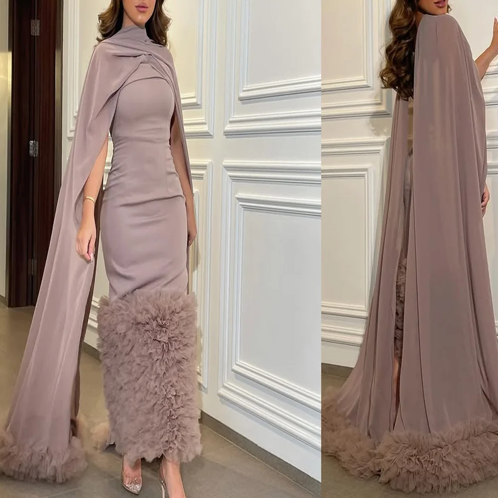 Vestidos de Noche sin tirantes personalizados, sin espalda, sin mangas, rectos, hasta el té, vestido de fiesta moderno con volantes escalonados, vestido de fiesta largo