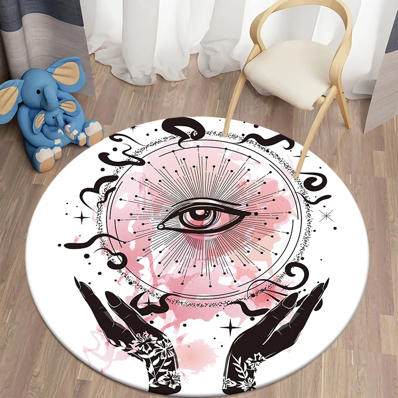 Round Living Room Rug Sun Moon Bedroom Boho Floor Mat Home Decor Moda