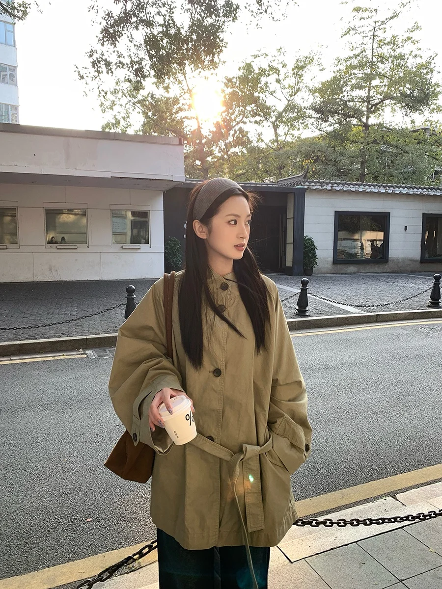 

Женская весенняя универсальная повседневная ветровка с воротником-стойкой и длинными рукавами Deee Soda Waed