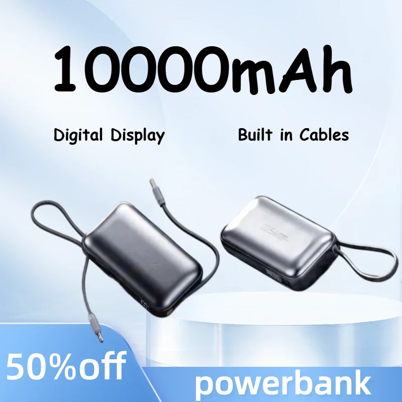 Mini PowerBank 10000mAh Portable Fast Charging Digital Display Power Bank External Battery for iPhone Samsung Large Capacity