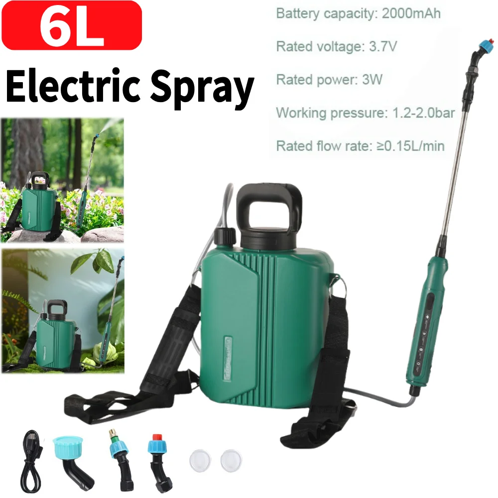 

6л автоматический садовый растительный распылитель с плечевым ремнем, перезаряжаемый аккумуляторный опрыскиватель, электрический рюкзак, опрыскиватель для сорняков, лужайки