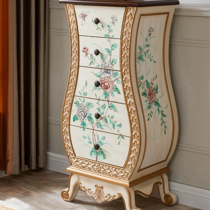 European-style 456 entrance chest cabinet solid wood American vase decorative cabinet storage and finishing side cabinet