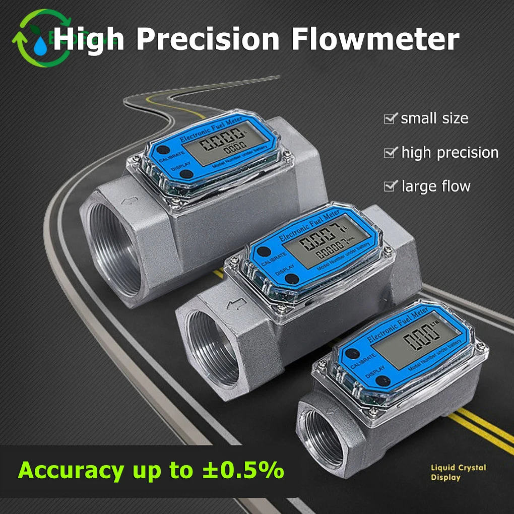 

High Precision Digital Flowmeter Electronic Turbine Flow Meter LCD Display Flow Sensor Counter Indicator for Fuel Diesel Petrol