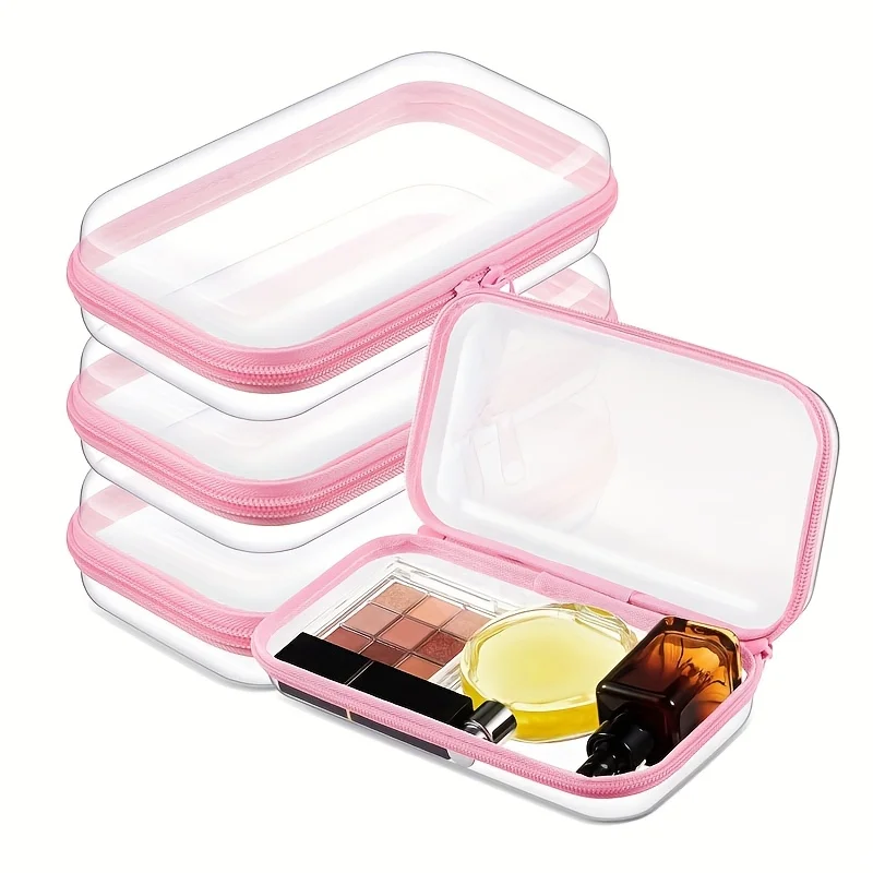 Cosmetic Storage Box, Transparent Hard Zipper Case,Portable Travel Organizer Suitable for Cosmetics,Building Blocks, And Puzzles