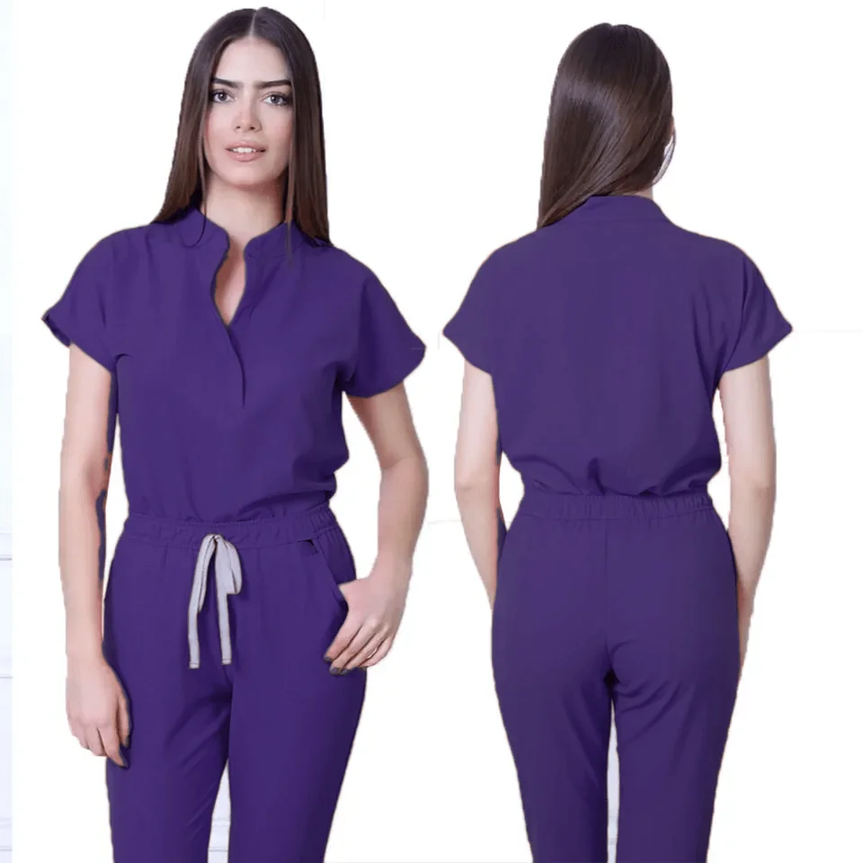 

Unisex Anatomy Short Sleeve Scrubs Set Womens Clinic Doctors Workwear Female Overall