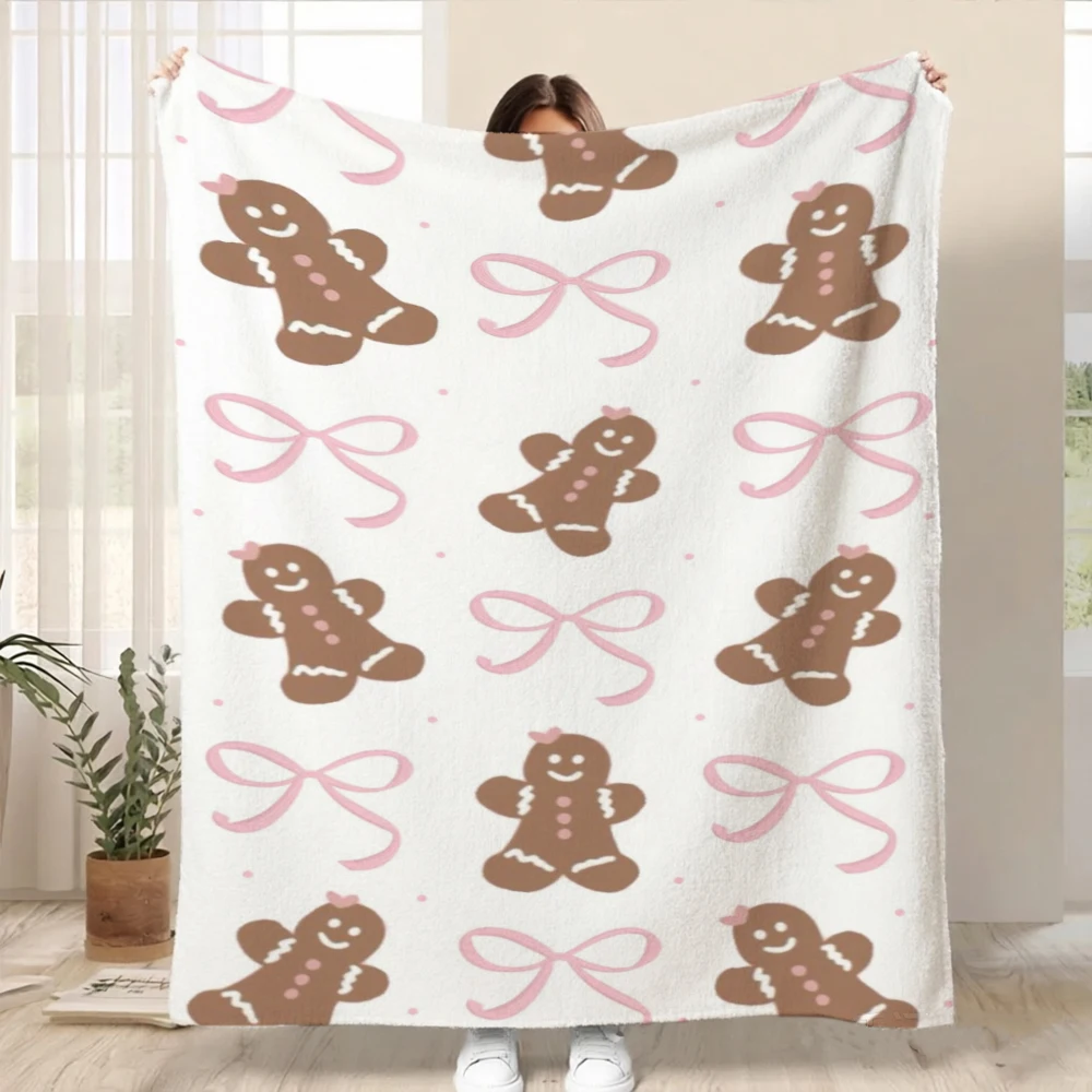2d Printed White Coffee Cup Gift Box Snowflake Heart Pattern Throw Blanket For Holiday Party Xmas Gift Living Room Decor