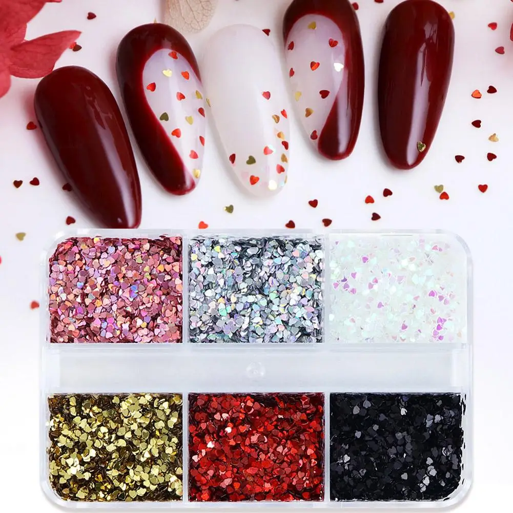 

6 Grids Foil Nail Art Holographic Aluminum Nail Foil Nail 3D DIY Sequins Decoration Design Accessories Stickers Glitter N0C2
