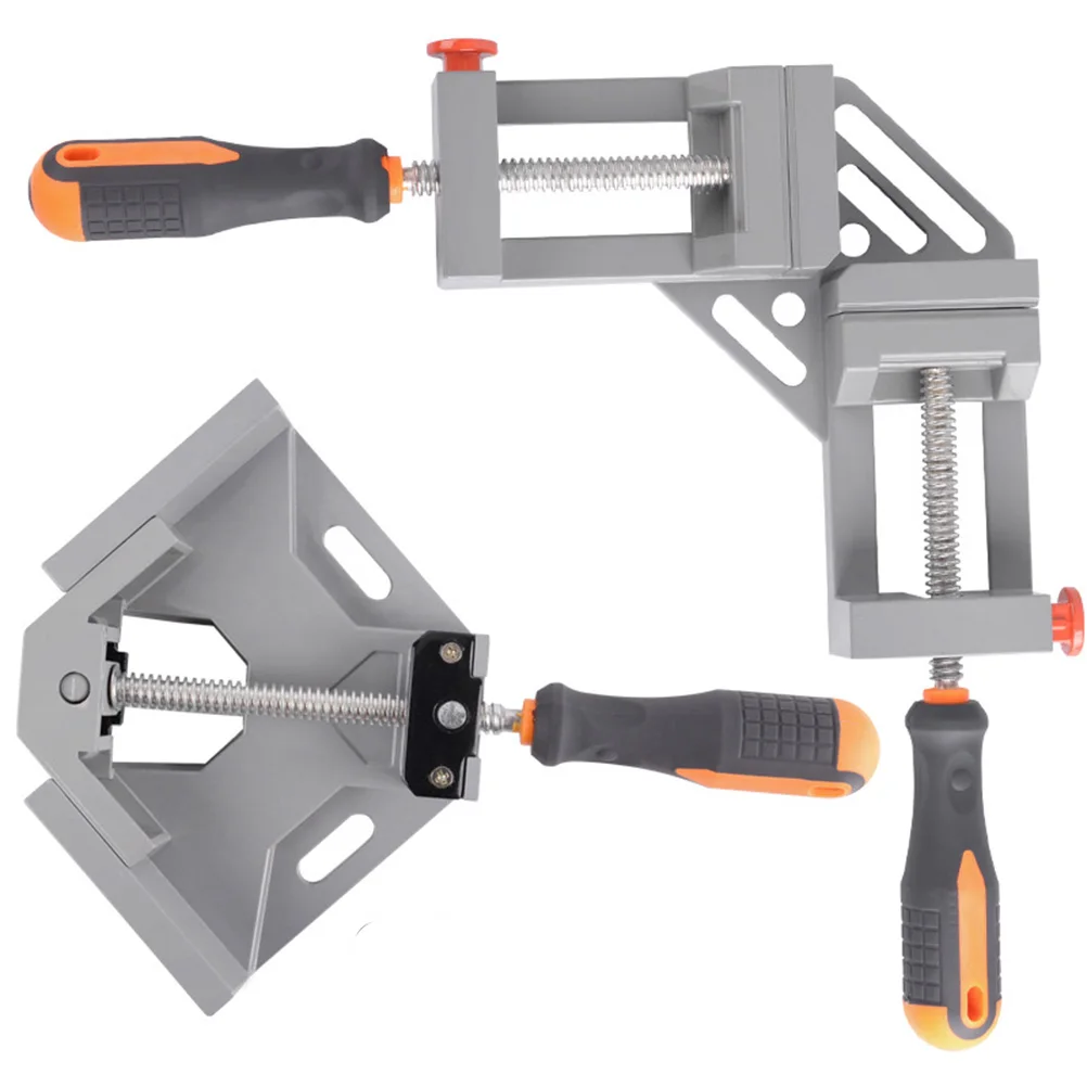 

Single Handle 90 Degree Angle Clamp Aluminum Alloy Corner Vise For Woodworking Photo Frame Fish Tank Grey 2-In-1 Adjustable