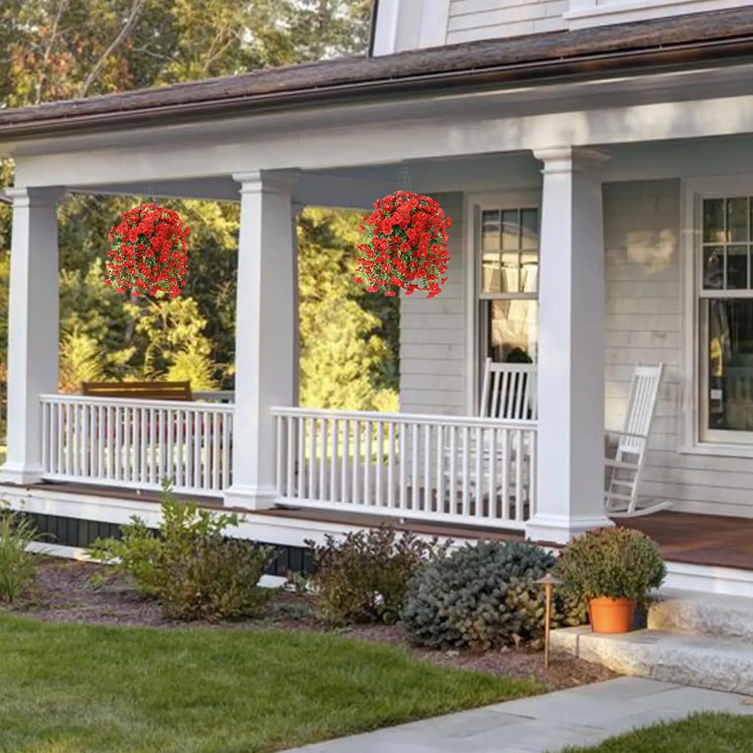 1-10 قطع من ديكور معلق لمجد الصباح الاصطناعي المقاوم للأشعة فوق البنفسجية والأوكالبتوس - مثالي للمنزل والحديقة وحفلات الزفاف |   متعددة الاستخدامات في الهواء الطلق