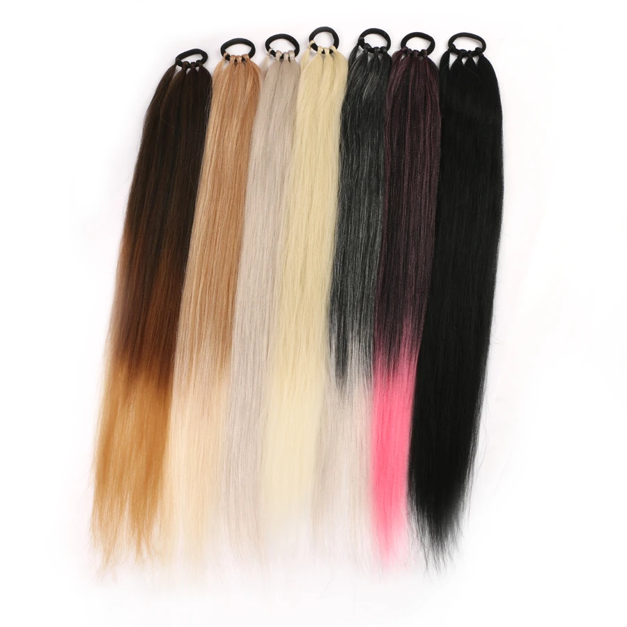 Ponytail Extensions Synthetic Boxing Braids Wrap Around hairpiece Pony Tail With Rubber Band Hair Ring 26 Inch Ombre Braid DIY